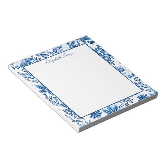 Klassisches Blue-White-Floral-Notepad Notizblock (angewinkelt)