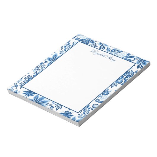 Klassisches Blue-White-Floral-Notepad Notizblock (Rotiert)