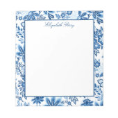 Klassisches Blue-White-Floral-Notepad Notizblock (Vorderseite)
