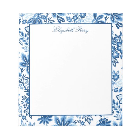 Klassisches Blue-White-Floral-Notepad Notizblock (Vorderseite)