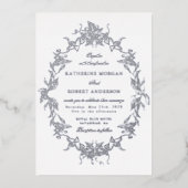 Klassisches Blumengebäck Elegantes Hochzeitserlebn Folieneinladung (Vorderseite)