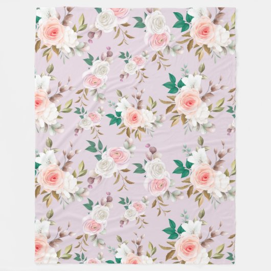 Klassisches Blumenmuster Fleecedecke (Vorderseite)