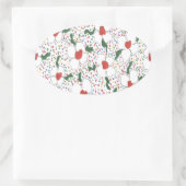 Klassisches Blumenmuster Ovaler Aufkleber (Tasche)