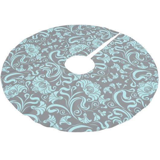 Klassisches Blumenmuster Polyester Weihnachtsbaumdecke (Schrägansicht)