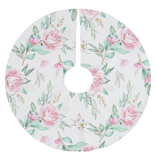 Klassisches Blumenmuster Polyester Weihnachtsbaumdecke (Vorderseite)