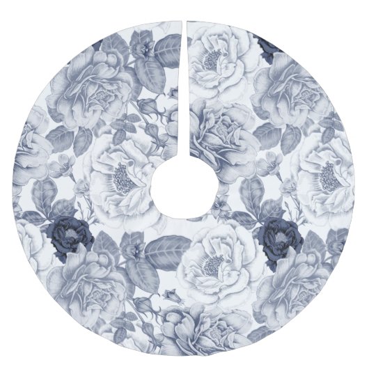 Klassisches Blumenmuster Polyester Weihnachtsbaumdecke (Vorderseite)