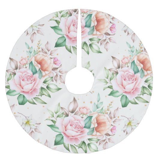 Klassisches Blumenmuster Polyester Weihnachtsbaumdecke (Vorderseite)