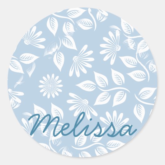Klassisches Blumenmuster - Wählen Sie Ihre Farbe! Runder Aufkleber (Vorderseite)