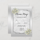 Klassisches Blumenspiel, Gerahmte Hochzeitmenü-UAW RSVP Karte (Vorne/Hinten)