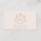 Klassisches Blush Pink Monogram, Blumenkronen-Wapp Visitenkarte (Vorderseite)