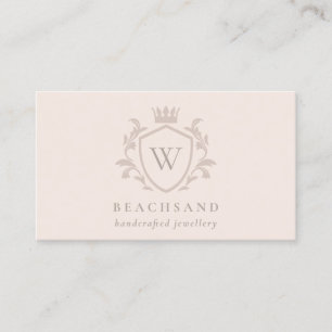 Klassisches Blush Pink Monogram, Blumenkronen-Wapp Visitenkarte