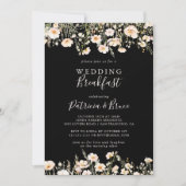 Klassisches Blush Wildblume Black Wedding Breakfas Einladung (Vorderseite)