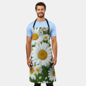 Klassisches Blütenmuster, weißes Blumenmuster Schürze (Getragen)