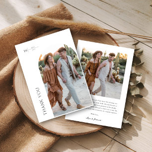 Klassisches Bogen-Foto-Boho-Hochzeitspaare-Sprudel Dankeskarte
