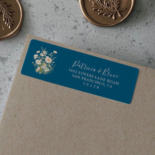 Klassisches Boho-Rosé-Wildblumen-Rücksendeetikett