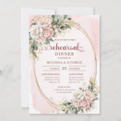 Klassisches Boho-Roségold-Eukalyptus-Probedinner Einladung (Vorderseite)