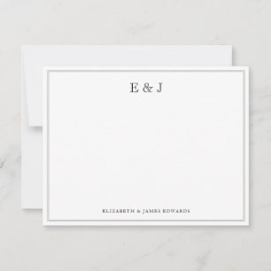 Klassisches Border Elegantes Vintage Paar Monogram Mitteilungskarte