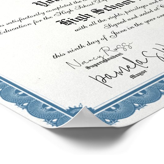 Klassisches Border High School Diploma Poster (Ecke)