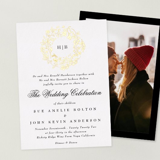 Klassisches Botanisches Foto Folieneinladung