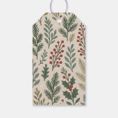 Klassisches botanisches Holly Berry Floral Art Mus Geschenkanhänger (Rückseite)