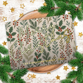 Klassisches botanisches Holly Berry Floral Muster  Folien Feiertagskarte