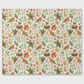 Klassisches botanisches Holly Floral Art Muster Geschenkpapier (Flach)