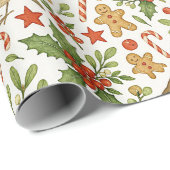 Klassisches botanisches Holly Floral Art Muster Geschenkpapier (Rolleneckpunkt)