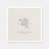 Klassisches botanisches Monogramm-Hochzeit Serviette (Vorderseite)