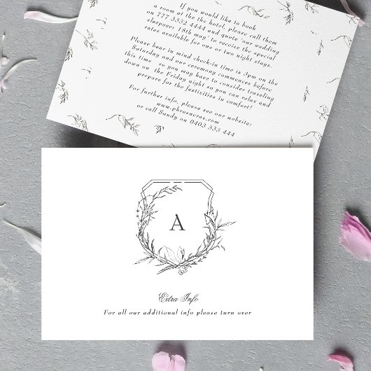 Klassisches botanisches Monogramm Wappen Extra Inf Begleitkarte