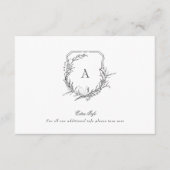 Klassisches botanisches Monogramm Wappen Extra Inf Begleitkarte (Vorderseite)