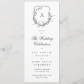 klassisches botanisches monogrammiertes Hochzeitsw Programm (Rückseite)
