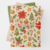 Klassisches Botanisches Poinsettia Blumenmuster Geschenkpapier Set (Beispiel)