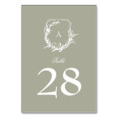 klassisches botanisches Salbei-Monogramm-Wappen Tischnummer (Rückseite)