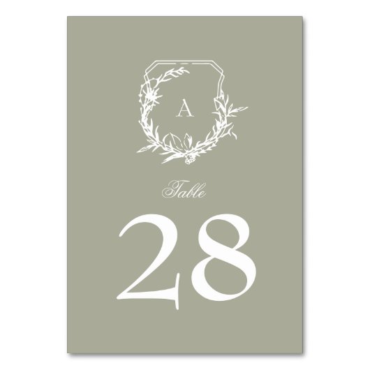 klassisches botanisches Salbei-Monogramm-Wappen Tischnummer (Rückseite)