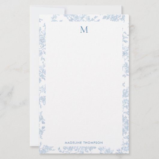 Klassisches botanisches Toile-Monogramm Französisc Briefpapier (Vorderseite)