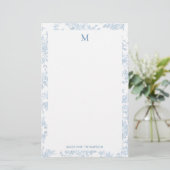 Klassisches botanisches Toile-Monogramm Französisc Briefpapier (Stehend Vorderseite)