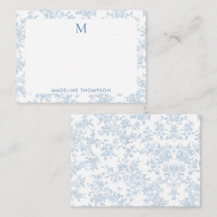 Klassisches botanisches Toile-Monogramm Französisc Mitteilungskarte