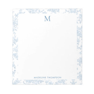 Klassisches botanisches Toile-Monogramm Französisc Notizblock