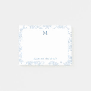 Klassisches botanisches Toile-Monogramm Französisc Post-it Klebezettel