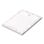 Klassisches botanisches Toile-Monogramm mit roter Notizblock (Rotiert)