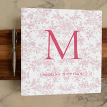 Klassisches botanisches Toile-Monogramm Rot