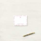 Klassisches botanisches Toile-Monogramm Rot Post-it Klebezettel (Auf Schreibtisch)