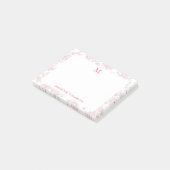Klassisches botanisches Toile-Monogramm Rot Post-it Klebezettel (angewinkelt)