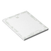 Klassisches botanisches Toile-Monogramm Sagegrün g Notizblock (angewinkelt)