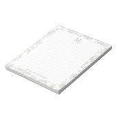 Klassisches botanisches Toile-Monogramm Sagegrün g Notizblock (Rotiert)