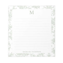 Klassisches botanisches Toile-Monogramm Sagegrün g