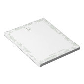 Klassisches botanisches Toile-Monogramm Sagegrün Notizblock (angewinkelt)