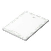 Klassisches botanisches Toile-Monogramm Sagegrün Notizblock (Rotiert)