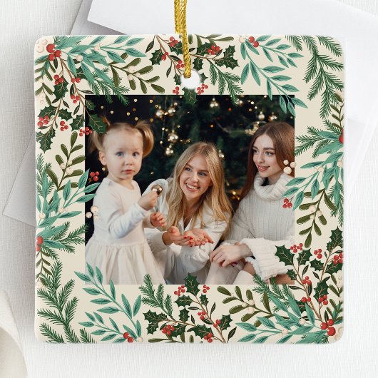 Klassisches Botanisches Weihnachtsfest mit florale Keramikornament