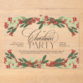 Klassisches botanisches Weihnachtsfest-Party Acryleinladungen (Vorderseite)